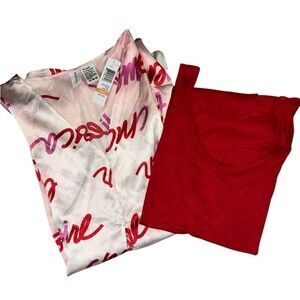 Hue Pajamas Set Friend Chic print Pink Red Size S